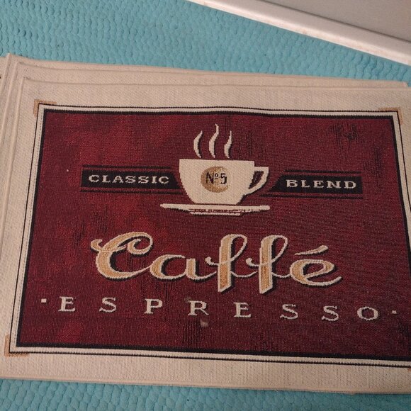 Lot of 4 jacard placemats - Coffee theme - Picture 1 of 2